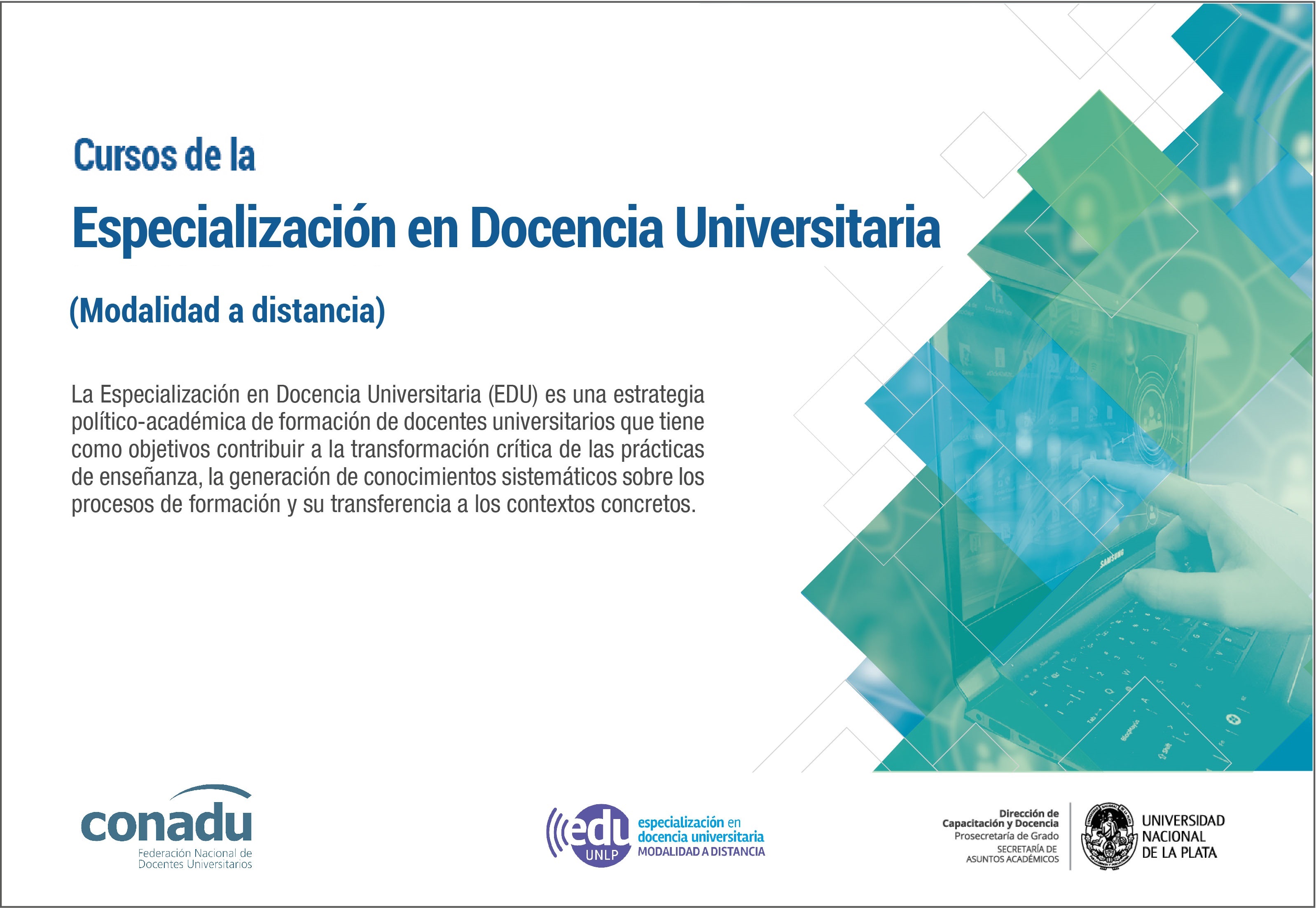 Cursos de la Especialización en Docencia Universitaria en su modalidad a distancia