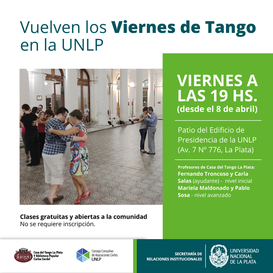 Vuelven los Viernes de Tango en la UNLP