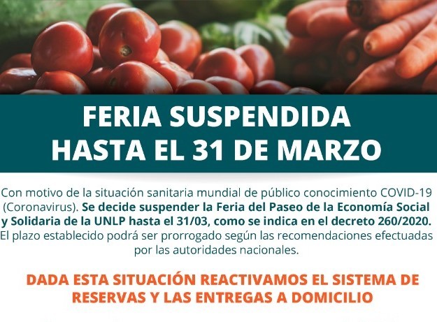 COVID-19: Se suspende la Feria Solidaria
